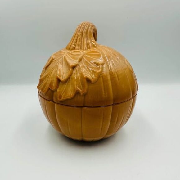 Longaberger Pumpkin Ceramic Covered Dish Bowl with Lid Fall Harvest Decor - Picture 1 of 10